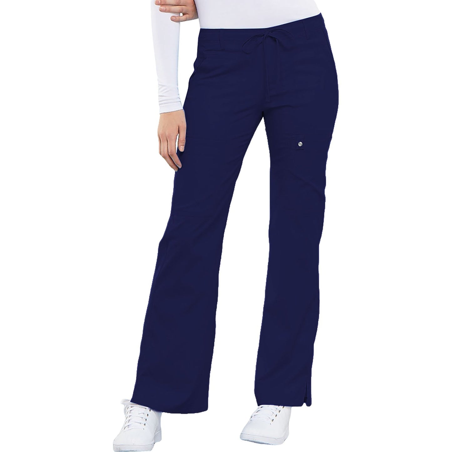 Cherokee Luxe 21100 Scrubs Pants Women's Low Rise Flare Leg Drawstring Cargo Navy