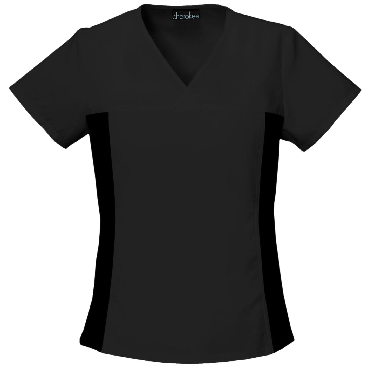Cherokee Flexibles 2874 Scrubs Top Women's V-Neck Knit Panel Black