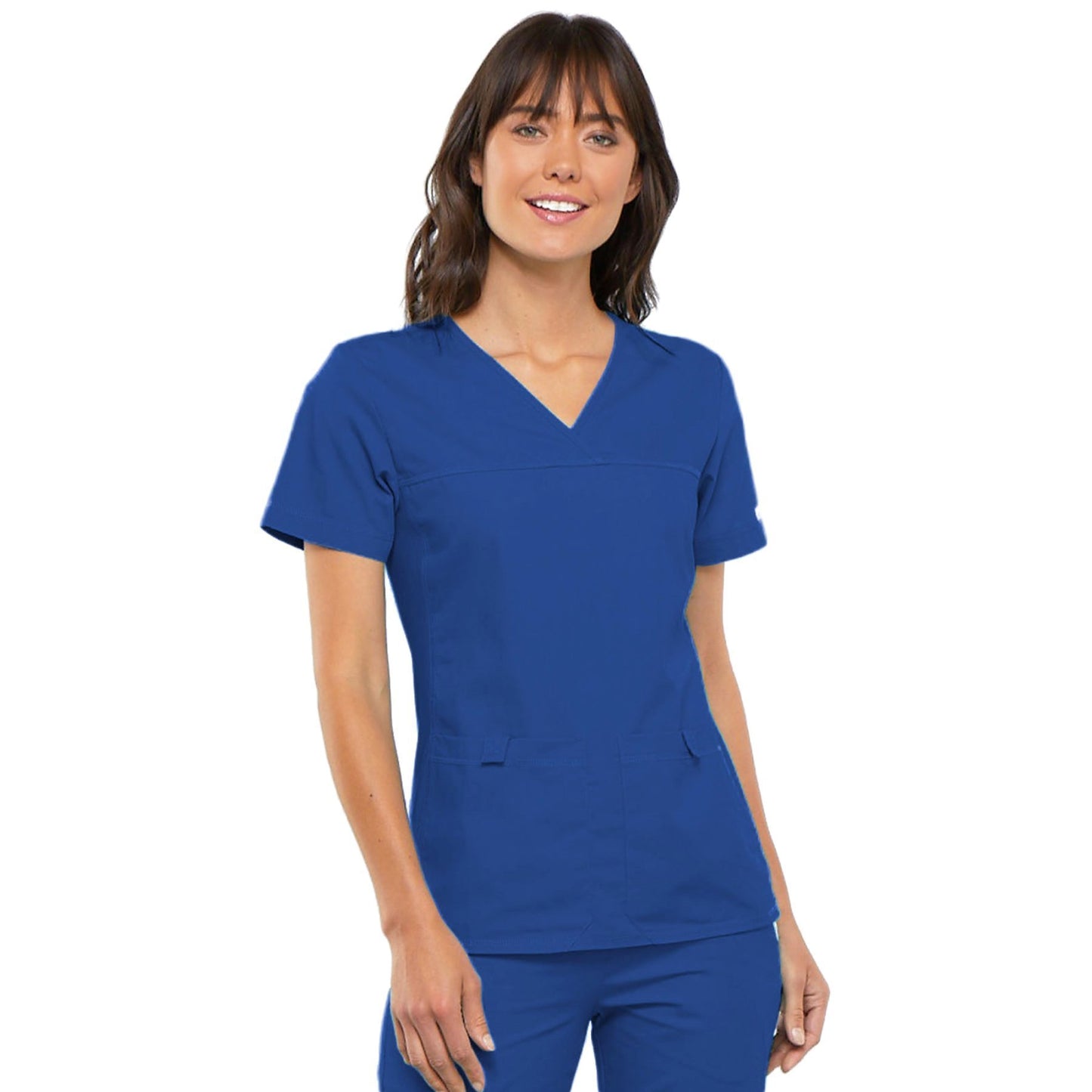 Cherokee Flexibles 2968 Scrubs Top Women's V-Neck Knit Panel Royal
