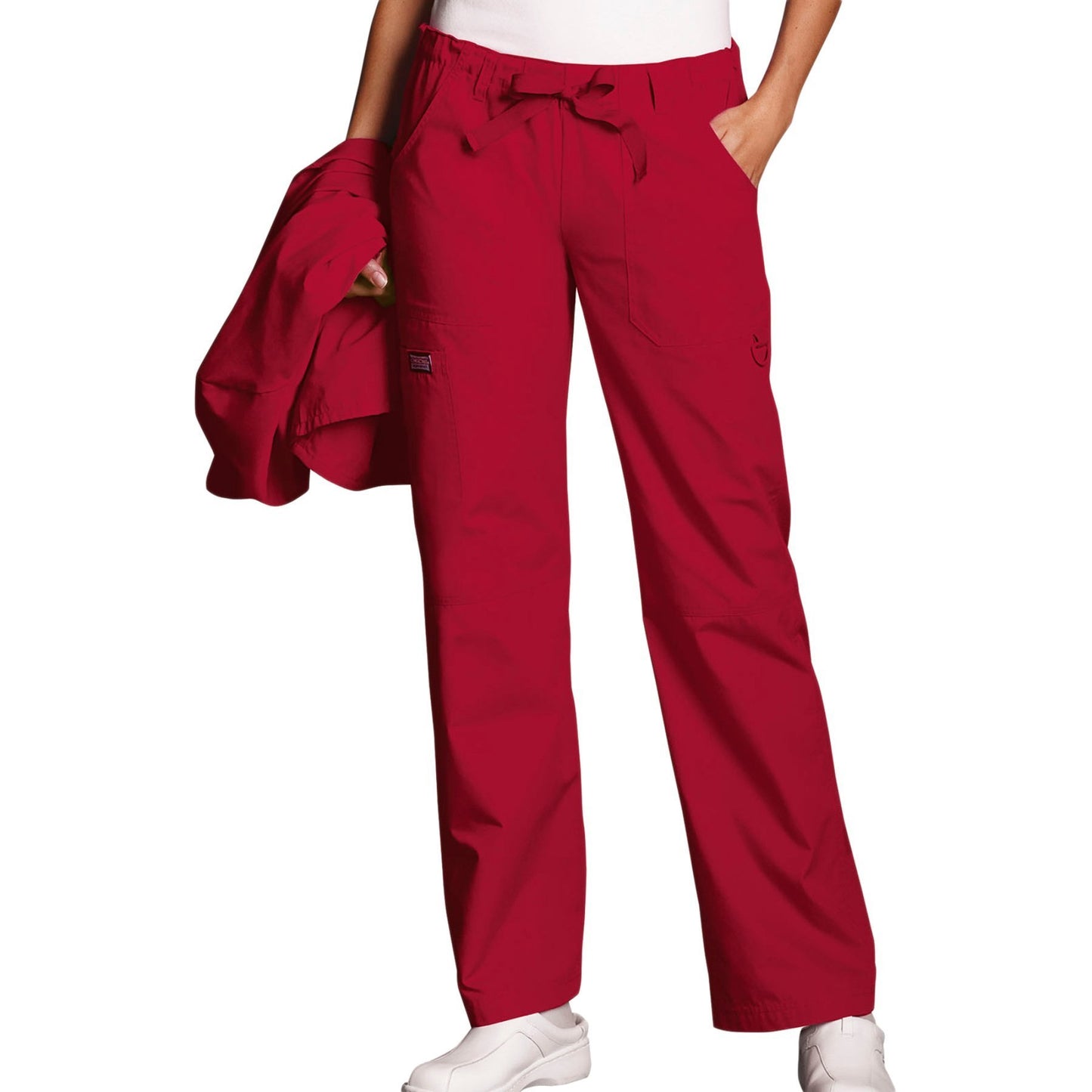Cherokee Workwear 4020 Scrubs Pants Women's Low Rise Drawstring Cargo Red