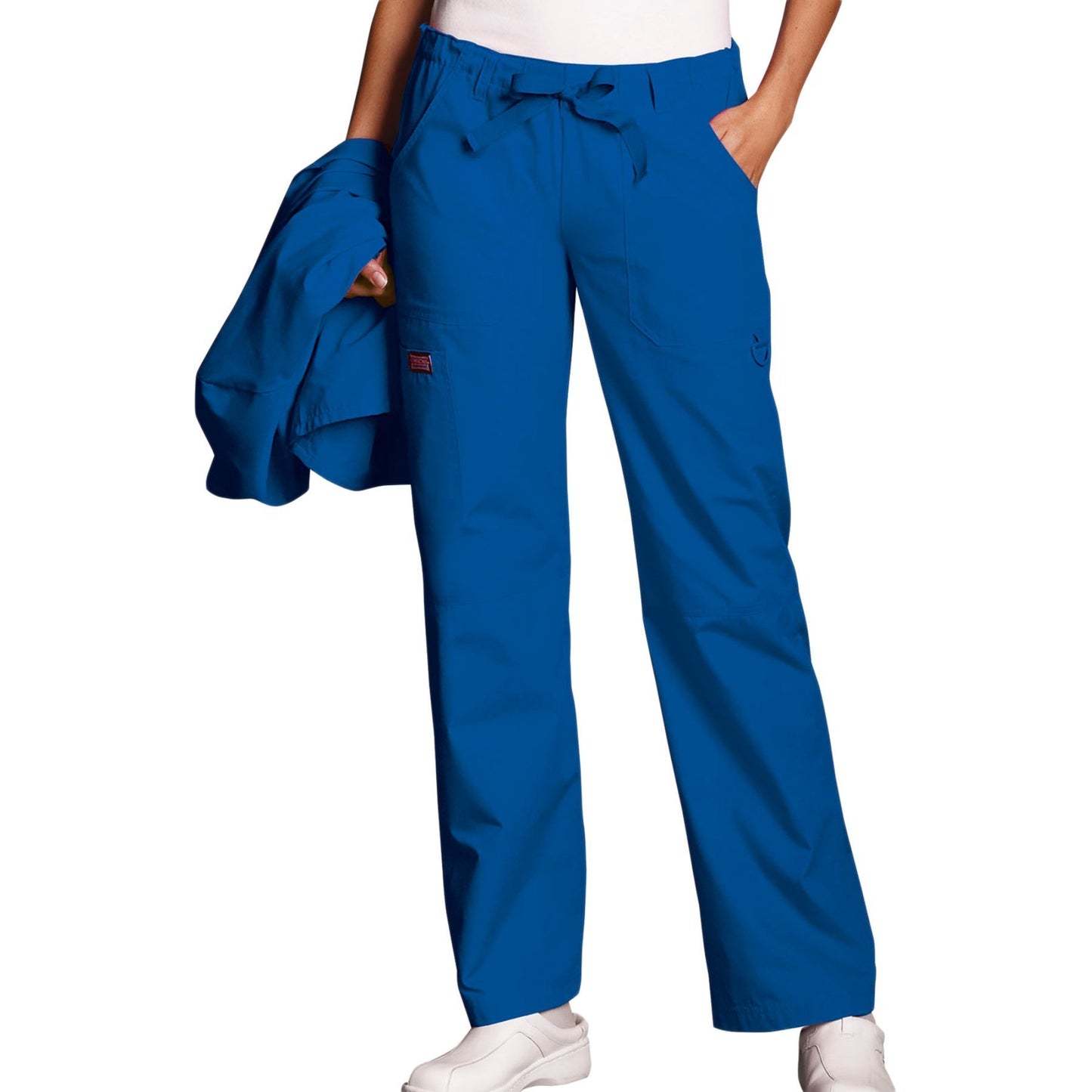 Cherokee Workwear 4020 Scrubs Pants Women's Low Rise Drawstring Cargo Royal