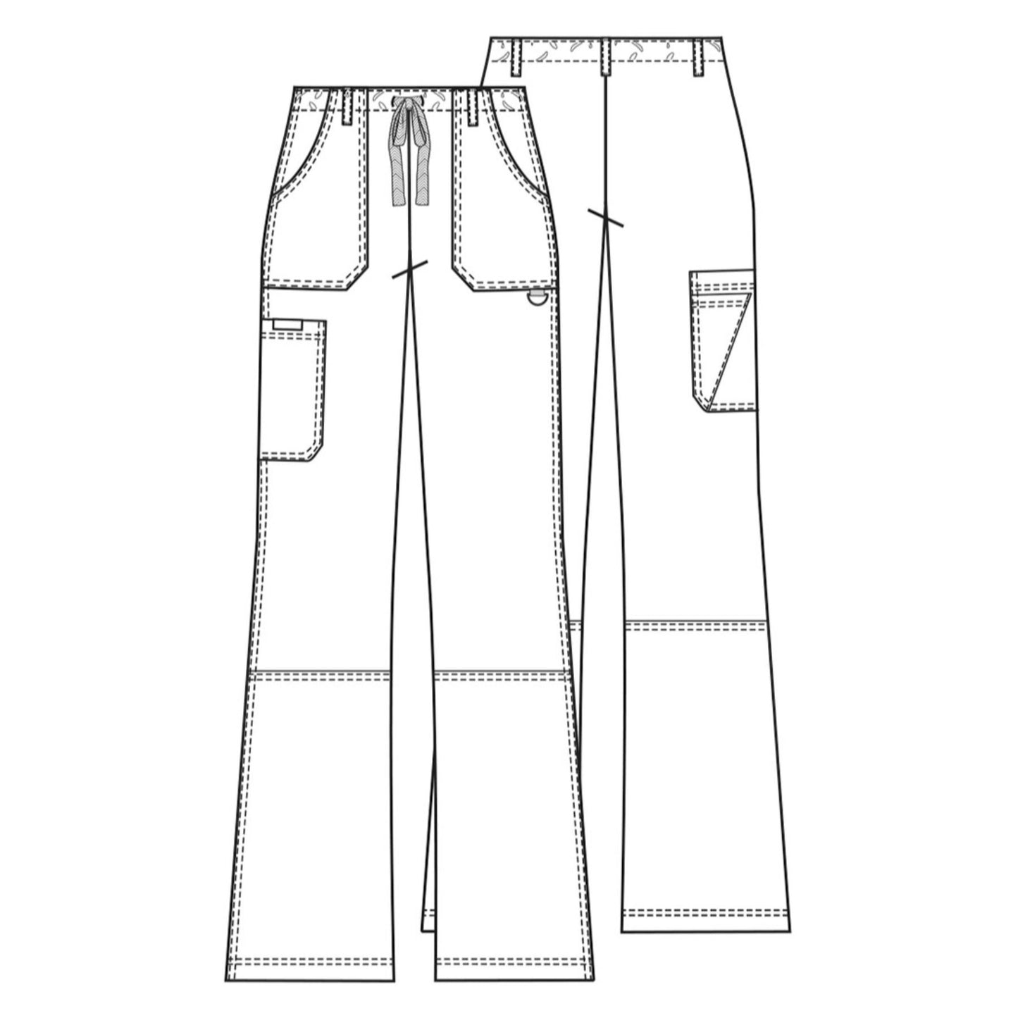 Cherokee Workwear 4020 Scrubs Pants Women's Low Rise Drawstring Cargo Red L
