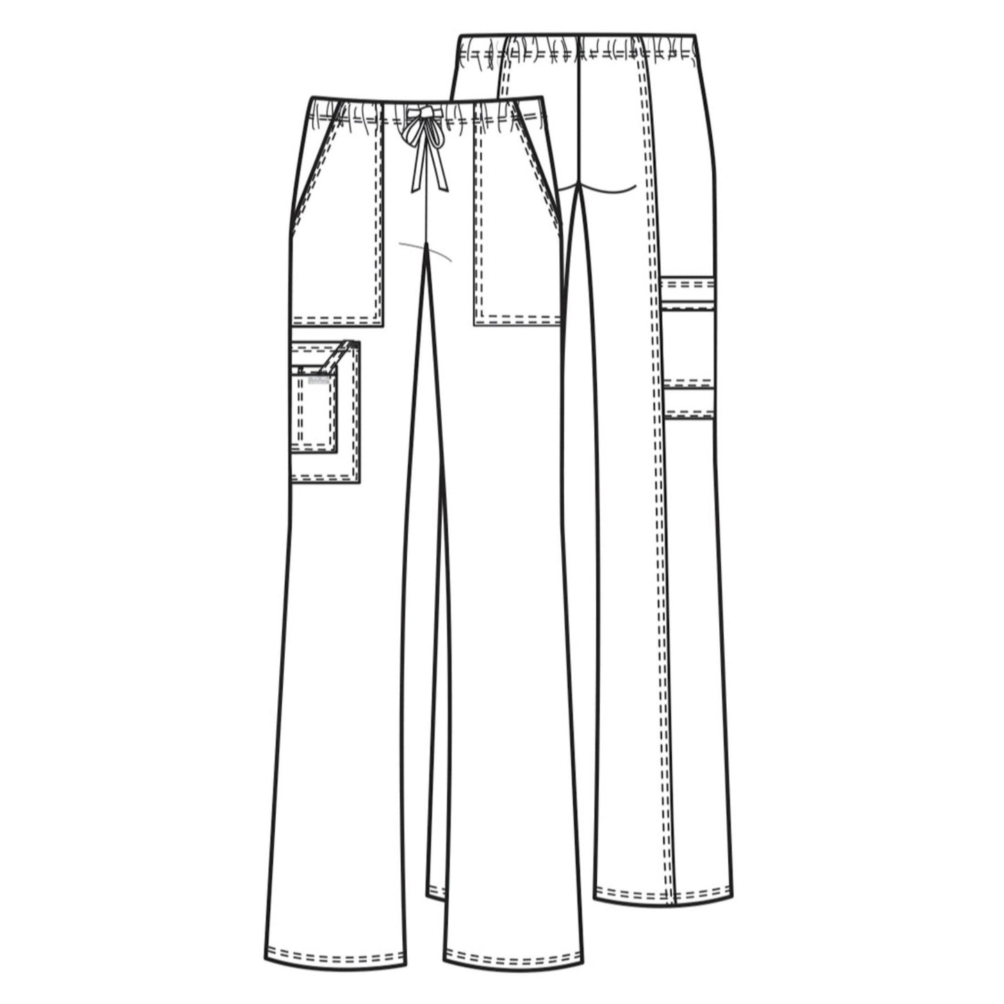 Cherokee Workwear Core Stretch 4044 Scrubs Pants Women's Mid Rise Drawstring Cargo Ciel Blue 3XL
