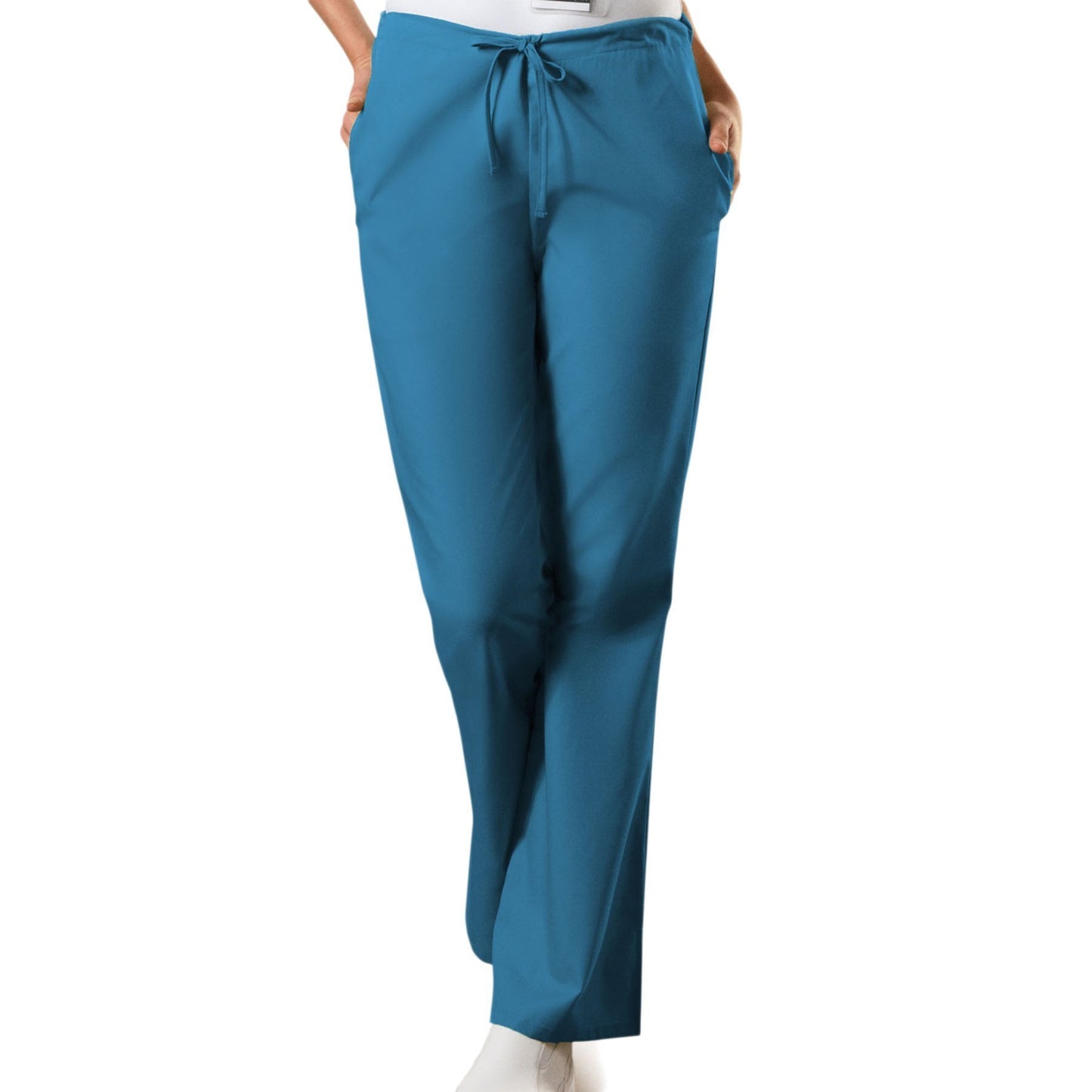 Cherokee Workwear 4101 Scrubs Pants Women's Natural Rise Flare Leg Drawstring Caribbean Blue