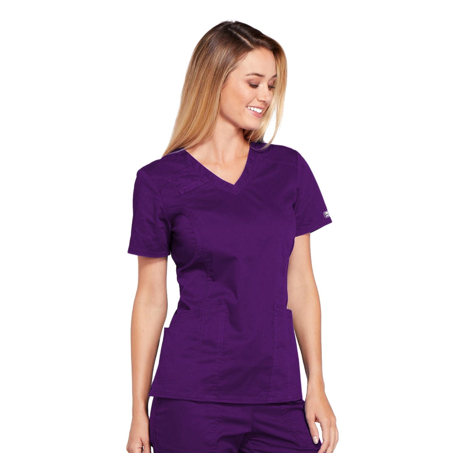 Cherokee Core Stretch 4710 Scrubs Top Women's V-Neck Eggplant 5XL