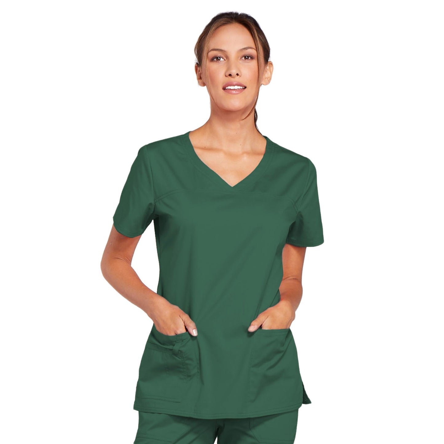 Cherokee Core Stretch 4727 Scrubs Top Women's V-Neck Hunter Green