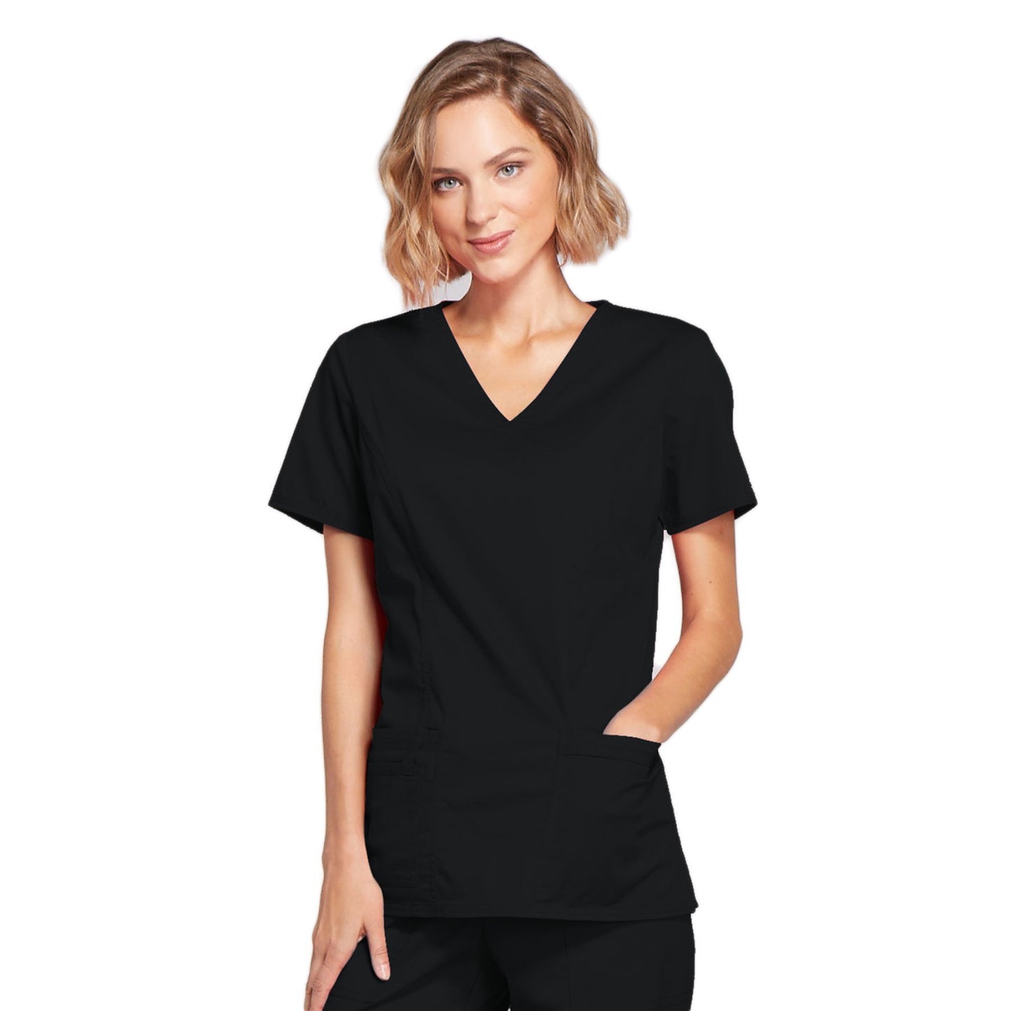 Cherokee Core Stretch 4728 Scrubs Top Women's Mock Wrap Black