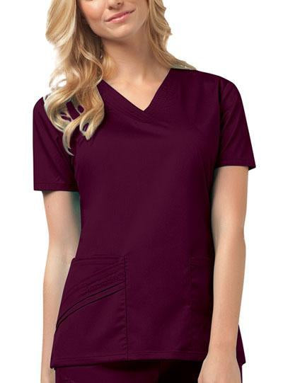 Cherokee Luxe 1845 Scrubs Top Women's V-Neck Wine