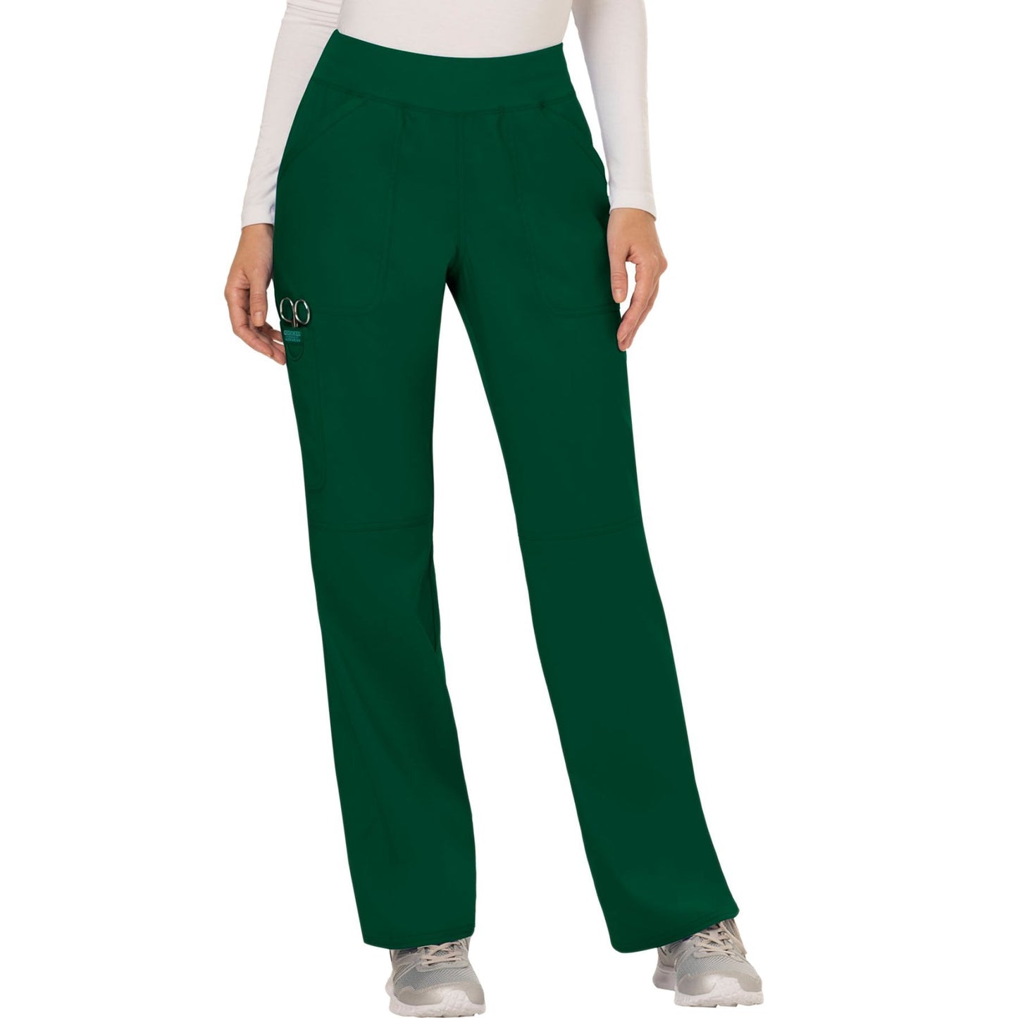 Cherokee Workwear Revolution WW110 Scrubs Pants Women's Mid Rise Straight Leg Pull-on Hunter Green