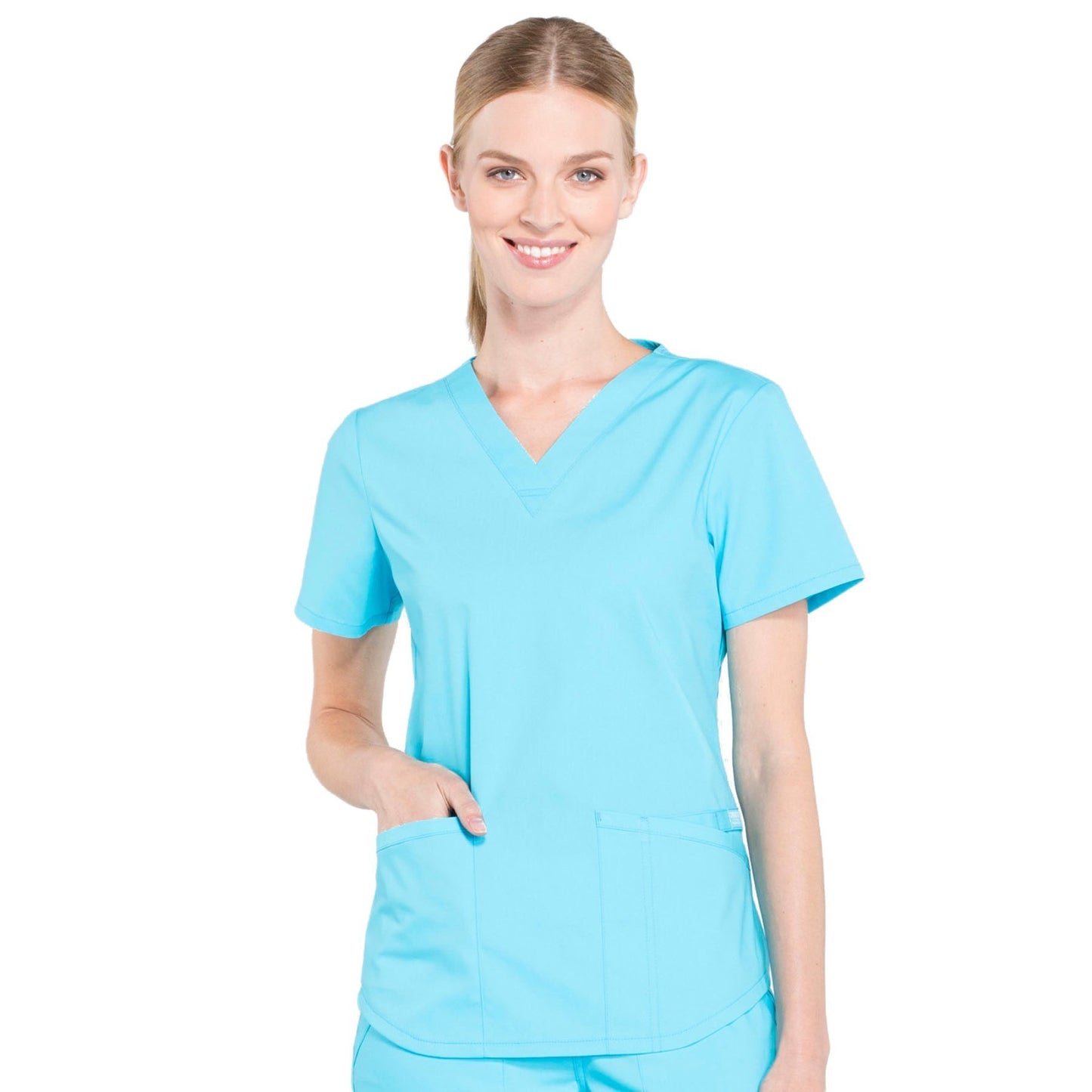 Cherokee Workwear Professionals WW665 Scrubs Top Women's V-Neck Turquoise