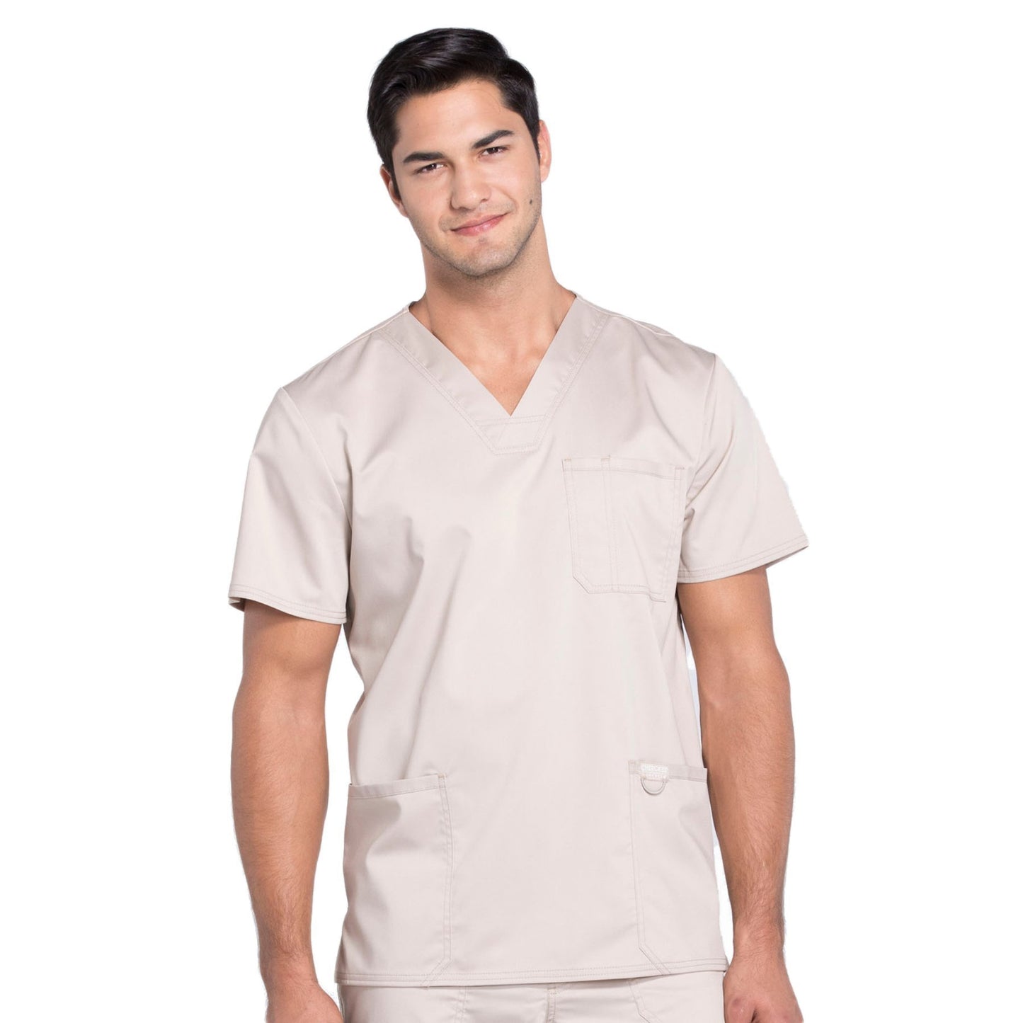 Cherokee Workwear Revolution WW670 Scrubs Top Men's V-Neck Khaki