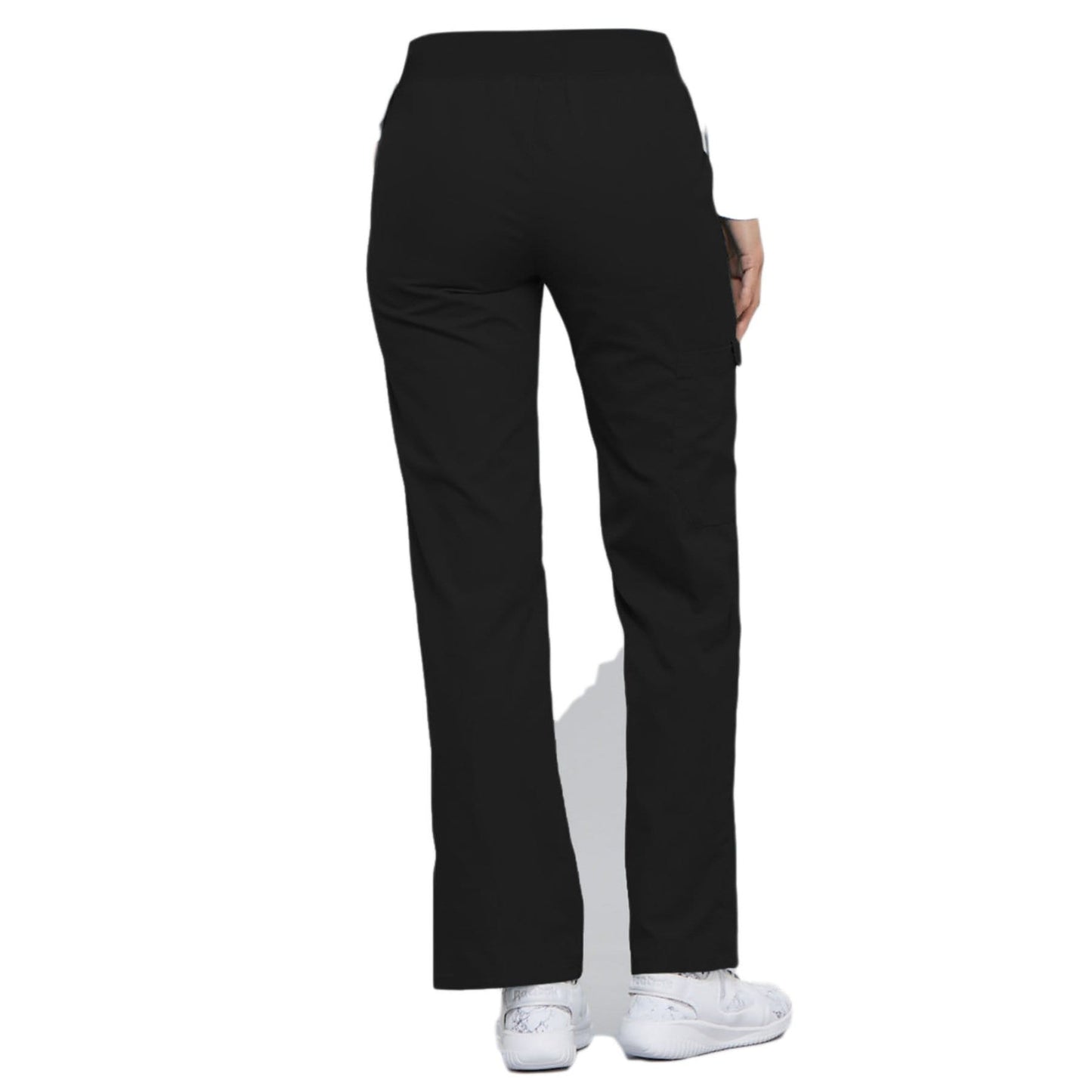 Cherokee Scrubs Pants Cherokee Flexibles 2085 Scrubs Pants Women's Mid Rise Knit Waist Pull-On Black