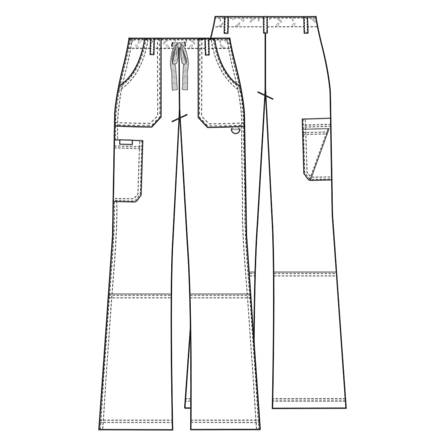 Cherokee Scrubs Pants Cherokee Workwear 4020 Scrubs Pants Women's Low Rise Drawstring Cargo Black