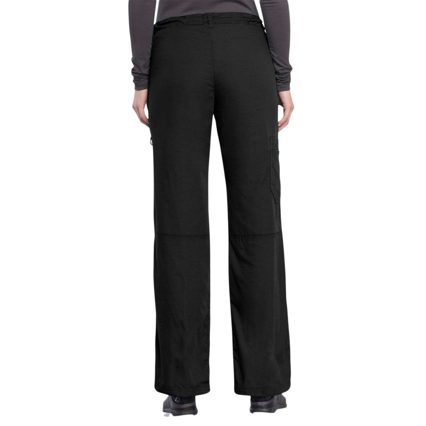 Cherokee Scrubs Pants Cherokee Workwear 4020 Scrubs Pants Women's Low Rise Drawstring Cargo Black