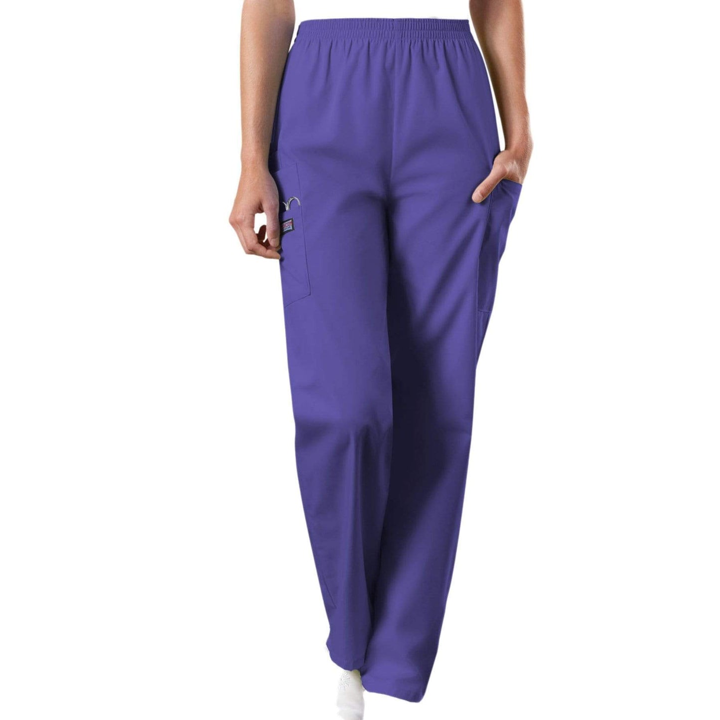 Cherokee Workwear 4200 Scrubs Pants Women's Natural Rise Tapered Pull-On Cargo Grape