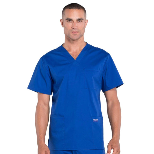 Cherokee Workwear Professionals WW695 Scrubs Top Men's V-Neck Galaxy Blue