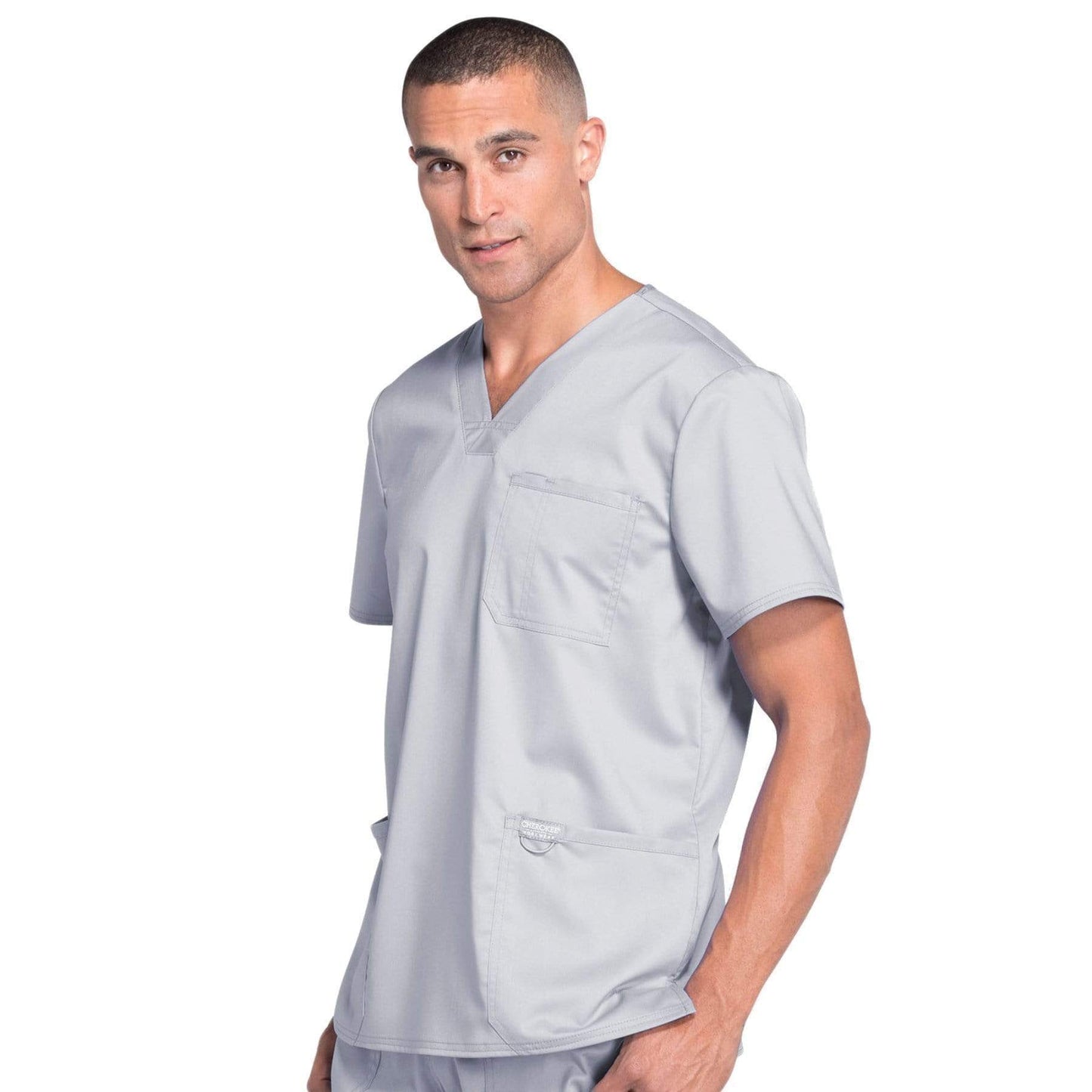 Cherokee Workwear Top WW Revolution Men's Men's V-Neck Top Grey