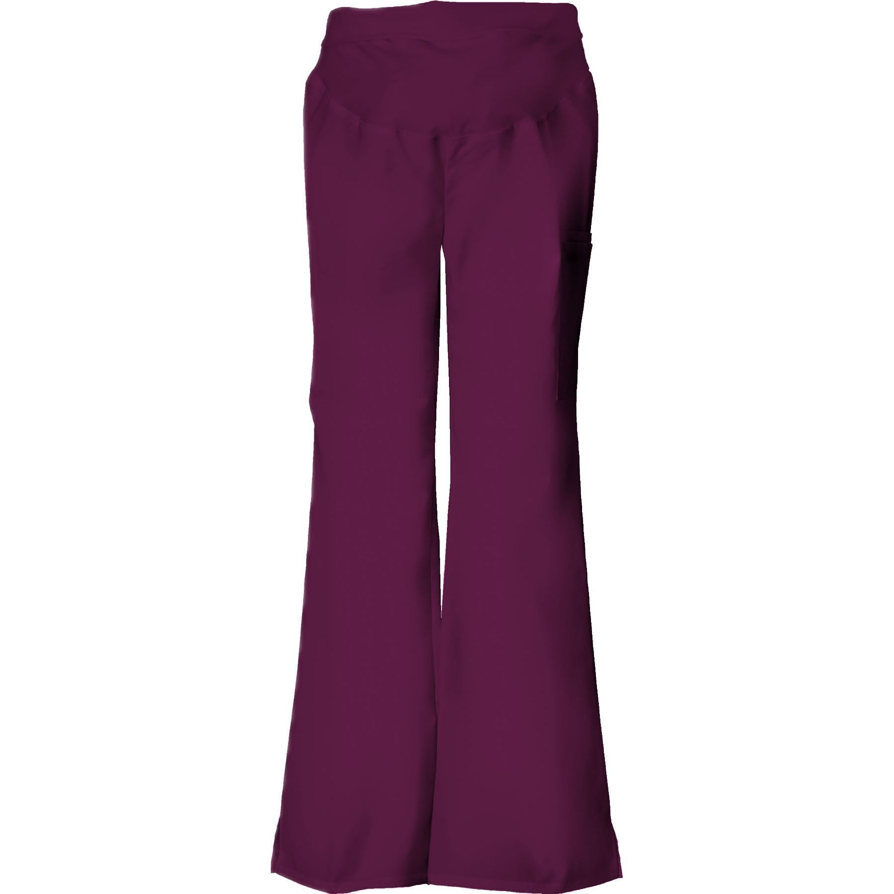 Cherokee Scrub Pants Flexibles Maternity Knit Waist Pull-On Pant Wine Pant