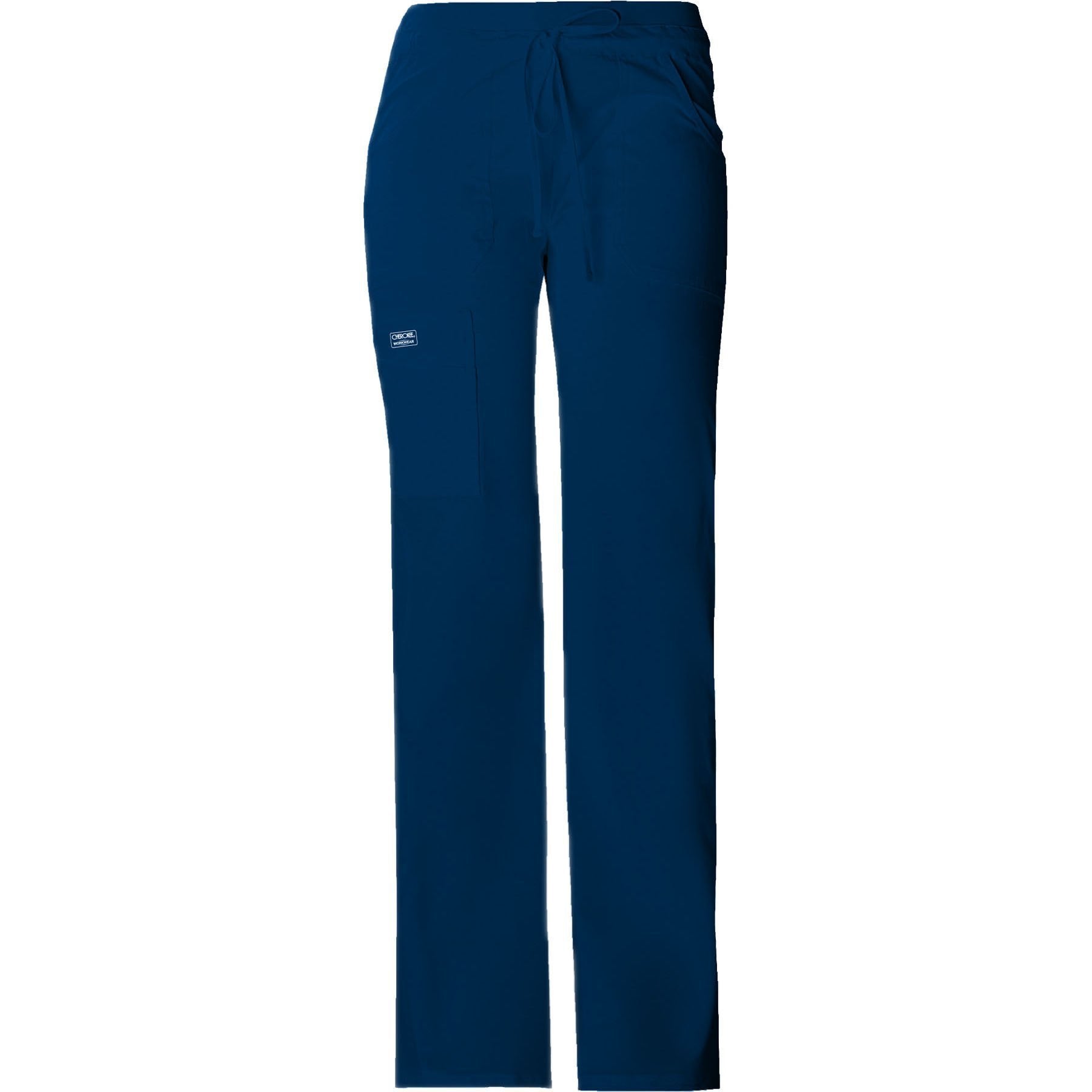 Cherokee Workwear Pant WW Core Stretch Contemporary Fit Low Rise Drawstring Cargo Pant Navy Pant