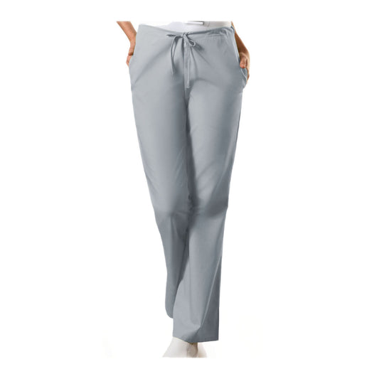 Cherokee Workwear Pant WW Natural Rise Flare Leg Drawstring Pant Grey Pant