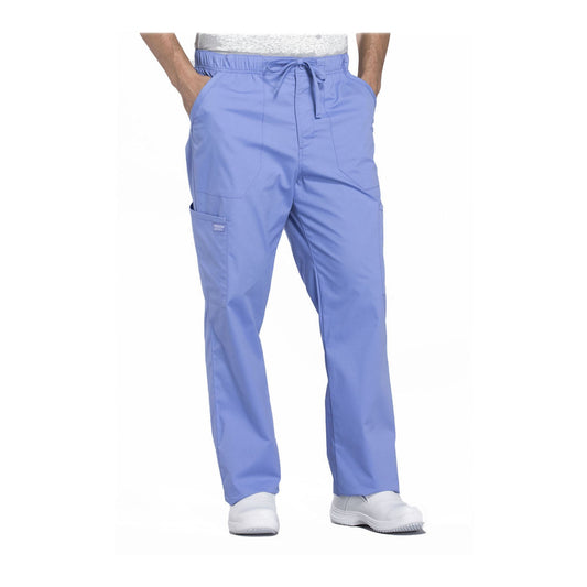 Cherokee Workwear Pant WW Professionals Mens Men's Tapered Leg Drawstring Cargo Pant Ciel Blue Pant