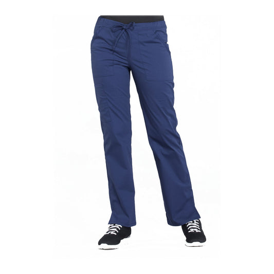 Cherokee Workwear Pant WW Professionals Mid Rise Straight Leg Drawstring Pant Navy Pant