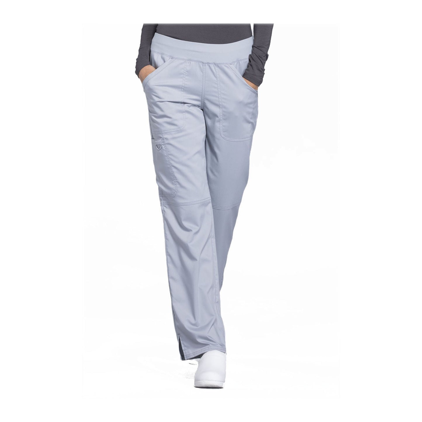 Cherokee Workwear Pant WW Revolution Mid Rise Straight Leg Pull-on Pant Grey Pant