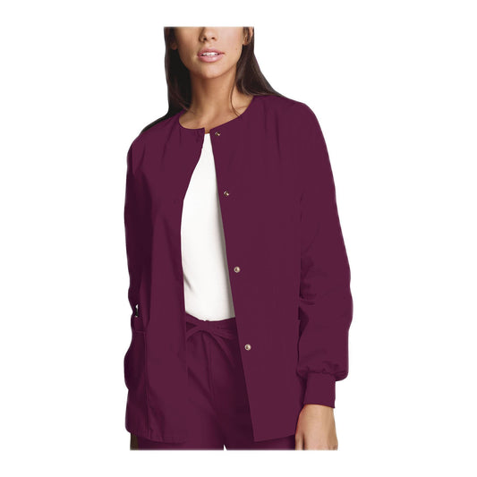 Cherokee Workwear Warm Up Jacket WW Snap Front Warm-Up Jacket Wine Warm Up Jacket