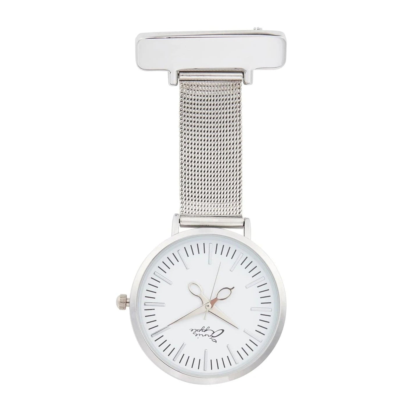 Annie Apple Fob Watches Aurora White/Silver Mesh Nurse Fob Watch