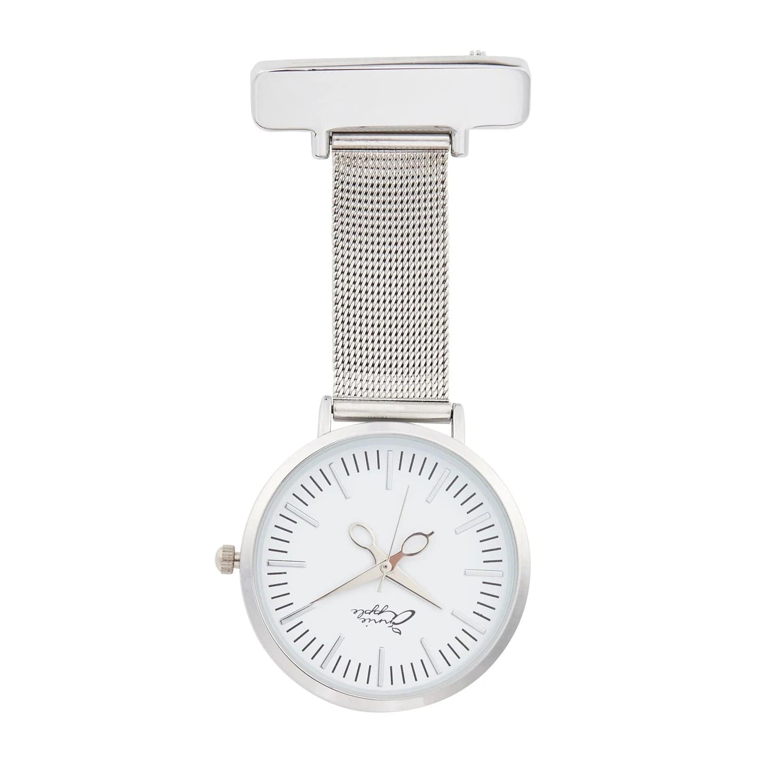 Annie Apple Fob Watches Aurora White/Silver Mesh Nurse Fob Watch