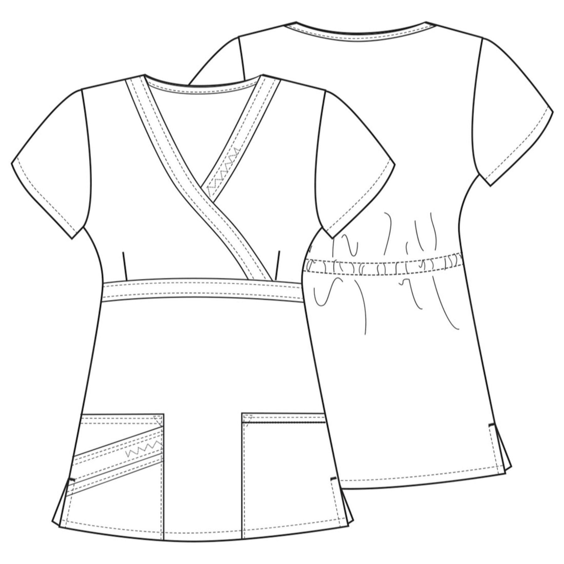 Cherokee Luxe 1841 Scrubs Top Women's Mock Wrap Pewter 3XL