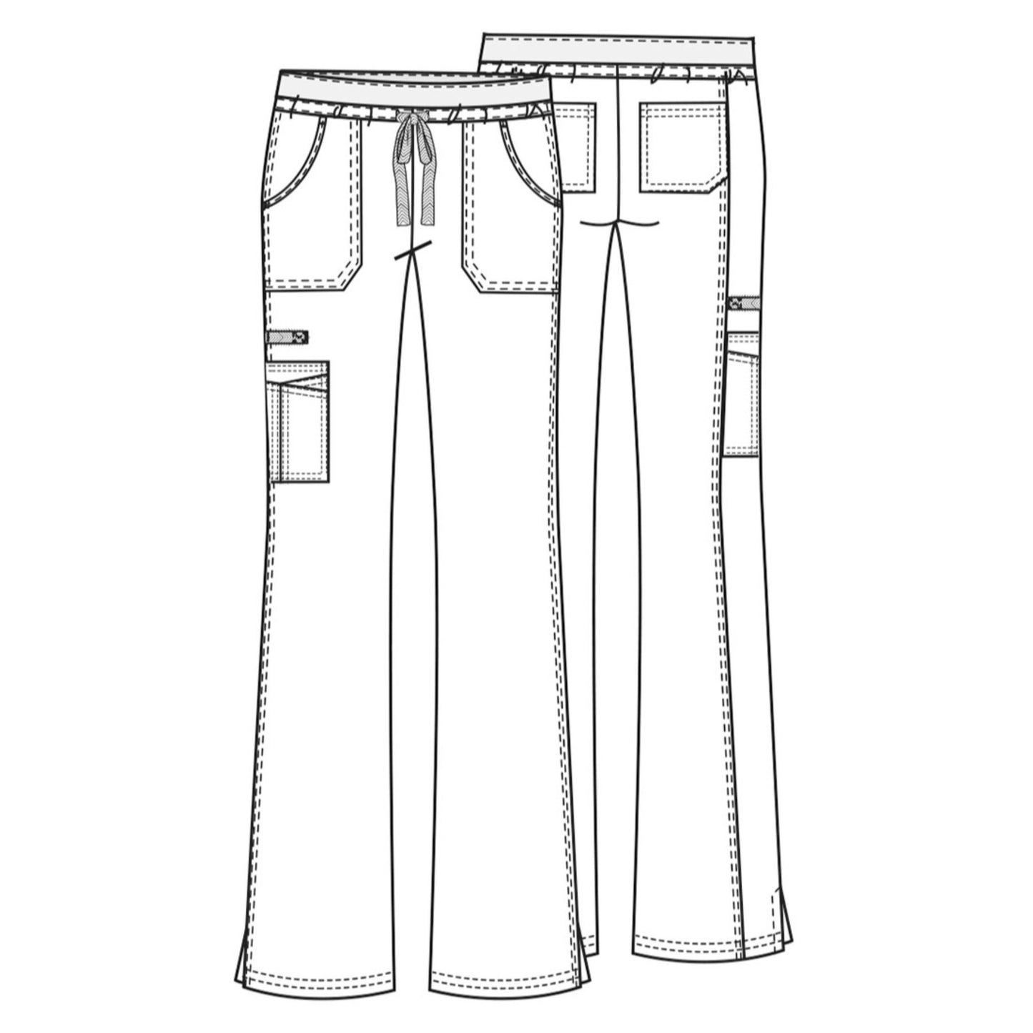 Cherokee Workwear Core Stretch 24001 Scrubs Pants Women's Low Rise Drawstring Cargo Navy 3XL