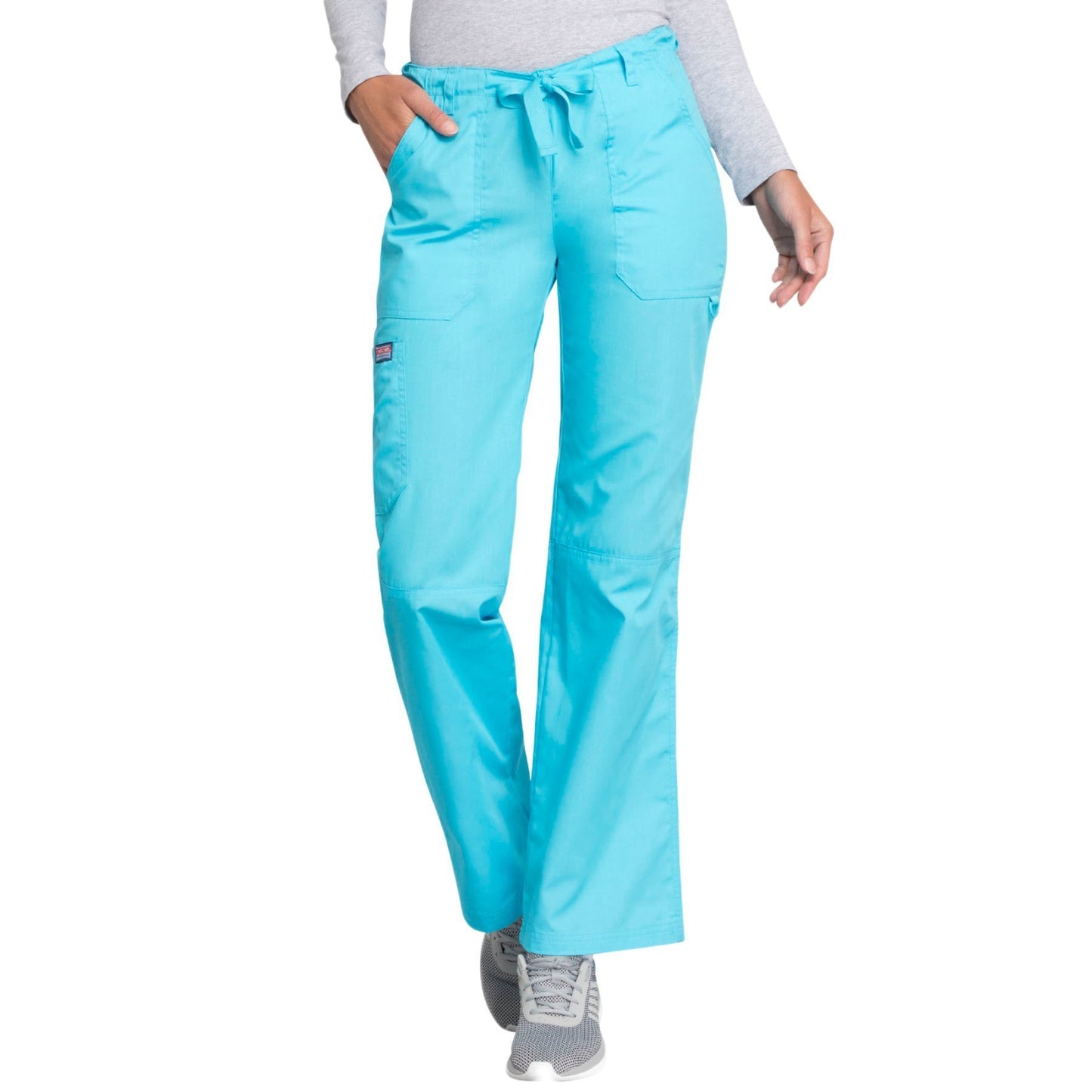 Cherokee Workwear 4020 Scrubs Pants Women's Low Rise Drawstring Cargo Turquoise