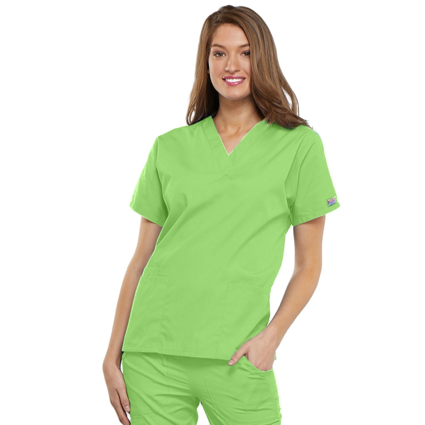 Cherokee Workwear 4700 Scrubs Top Women's V-Neck Lime Green