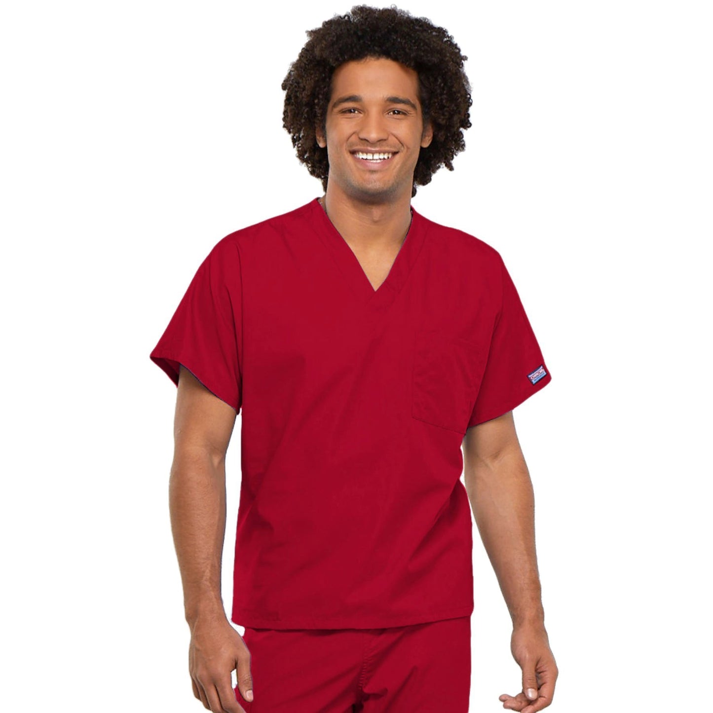 Cherokee Workwear 4777 Scrubs Top Unisex V-Neck Tunic. Red