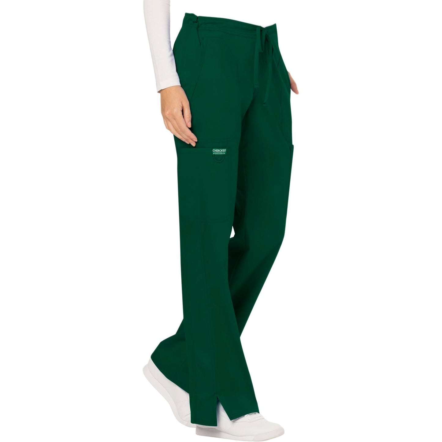 Cherokee Workwear Revolution WW120 Scrubs Pants Women's Mid Rise Flare Drawstring Hunter Green 5XL