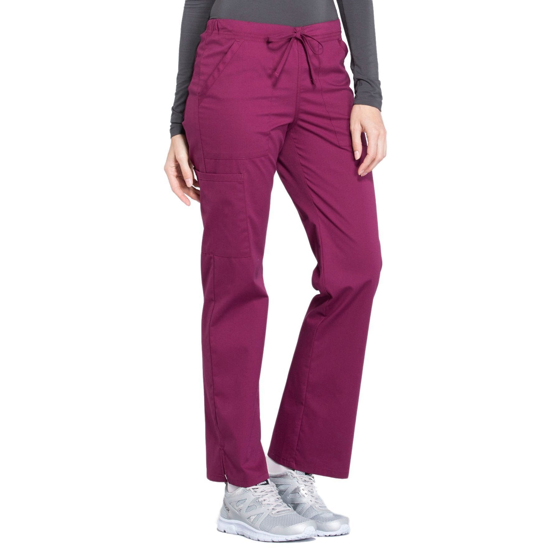 Cherokee Workwear Professionals WW160 Scrubs Pants Women's Mid Rise Straight Leg Drawstring Wine 5XL