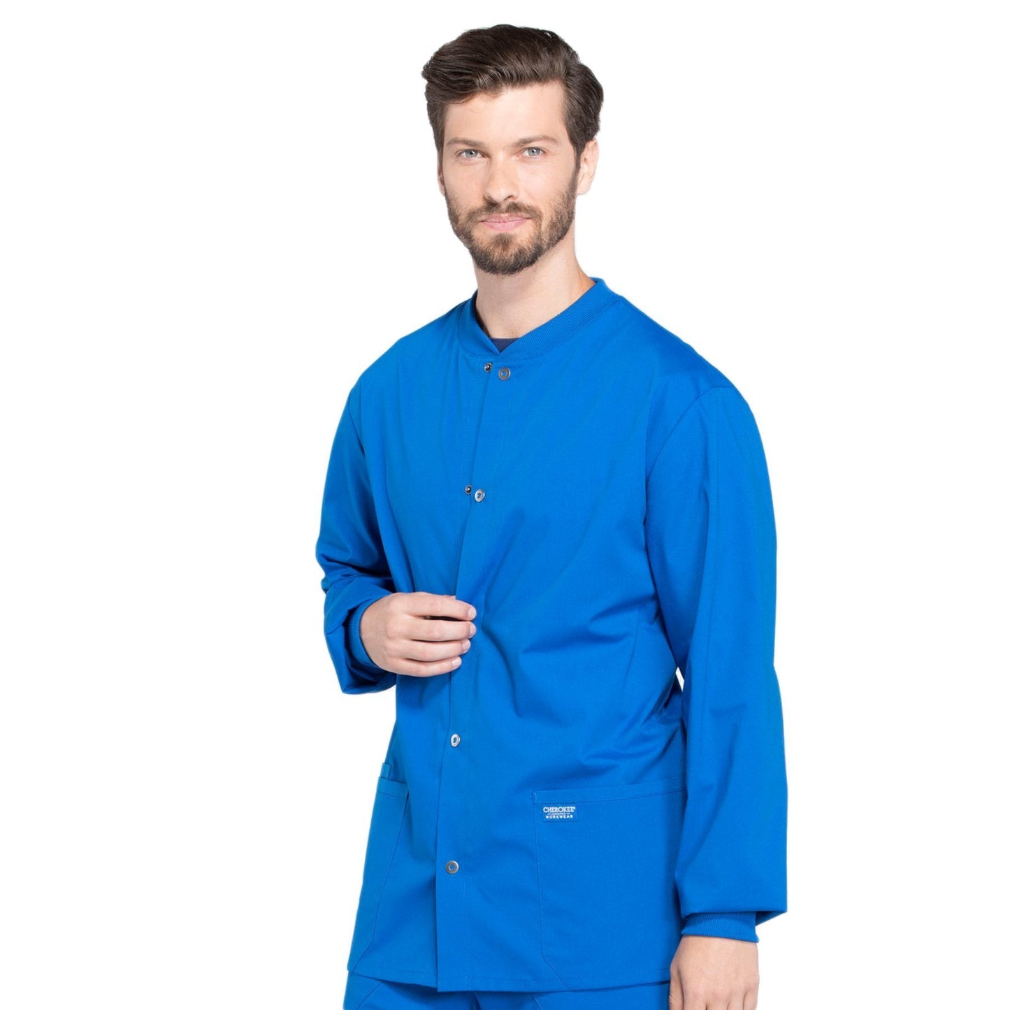 Cherokee Workwear Professionals WW360 Scrubs Jacket Men's Warm-up Royal 4XL