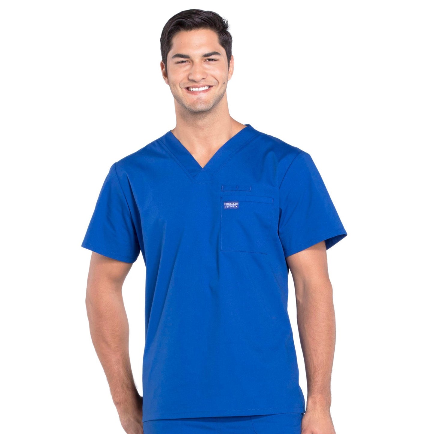 Cherokee Workwear Professionals WW675 Scrubs Top Men's V-Neck Galaxy Blue
