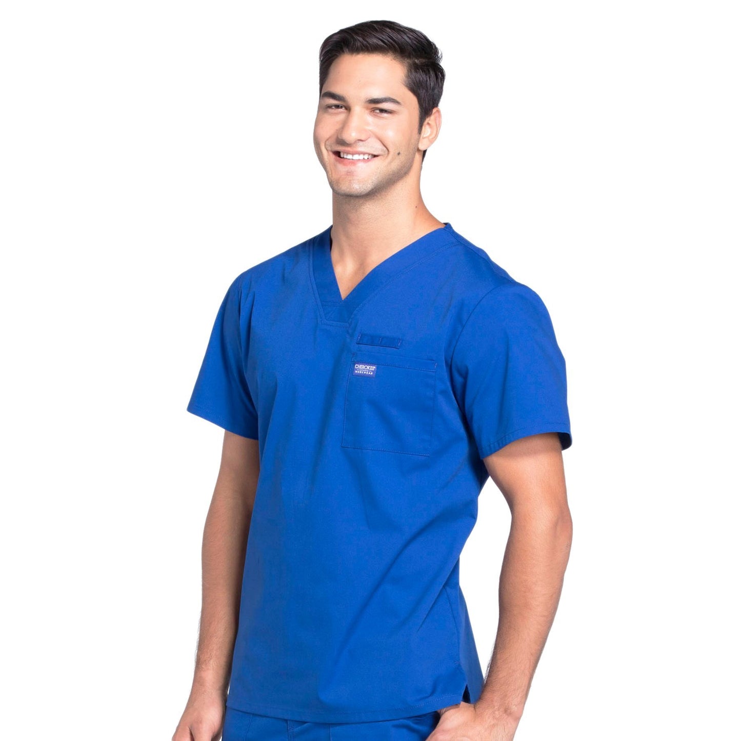 Cherokee Workwear Professionals WW675 Scrubs Top Men's V-Neck Galaxy Blue 4XL