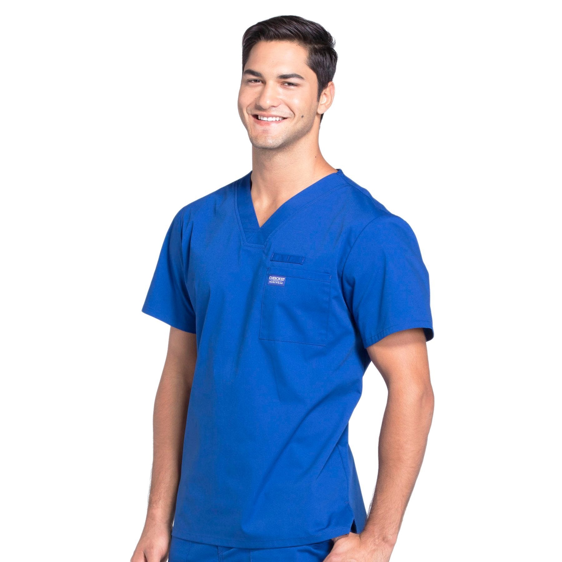 Cherokee Workwear Professionals WW675 Scrubs Top Men's V-Neck Galaxy Blue 4XL