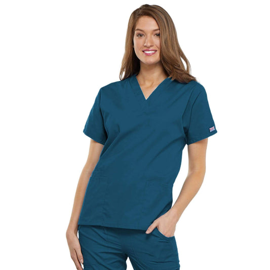 Cherokee Workwear 4700 Scrubs Top Women's V-Neck Caribbean Blue