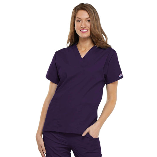 Cherokee Workwear 4700 Scrubs Top Women's V-Neck Eggplant