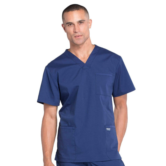 Cherokee Workwear Professionals WW695 Scrubs Top Men's V-Neck Navy