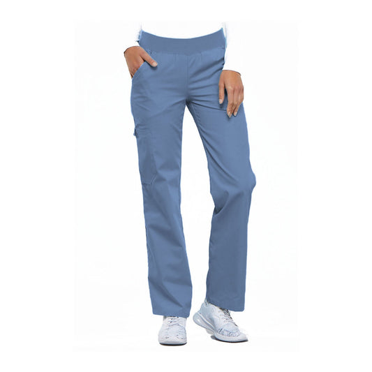 Cherokee Scrub Pants Flexibles (Tonal) Mid Rise Knit Waist Pull-On Pant Ciel Pant