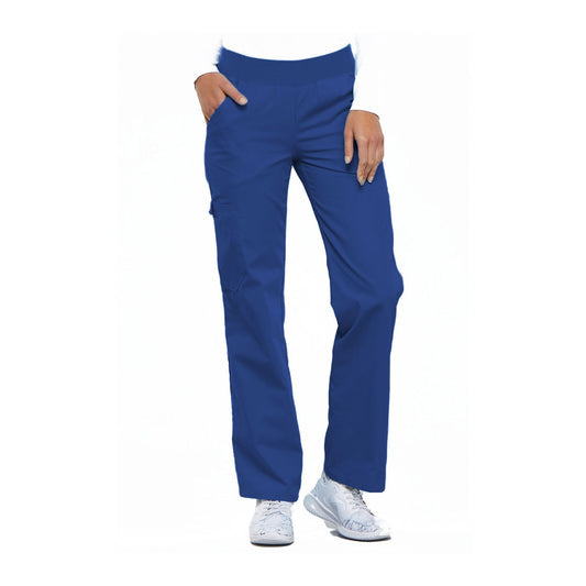 Cherokee Scrub Pants Flexibles (Tonal) Mid Rise Knit Waist Pull-On Pant Royal Pant