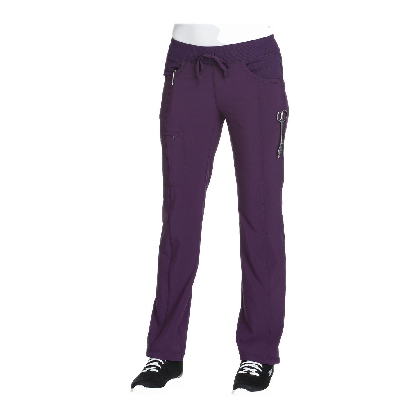 Cherokee Scrub Pants Infinity Low Rise Straight Leg Drawstring Pant Eggplant Pant