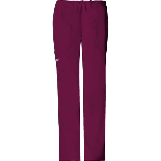 Cherokee Workwear Pant WW Core Stretch Mid Rise Drawstring Cargo Pant Wine Pant