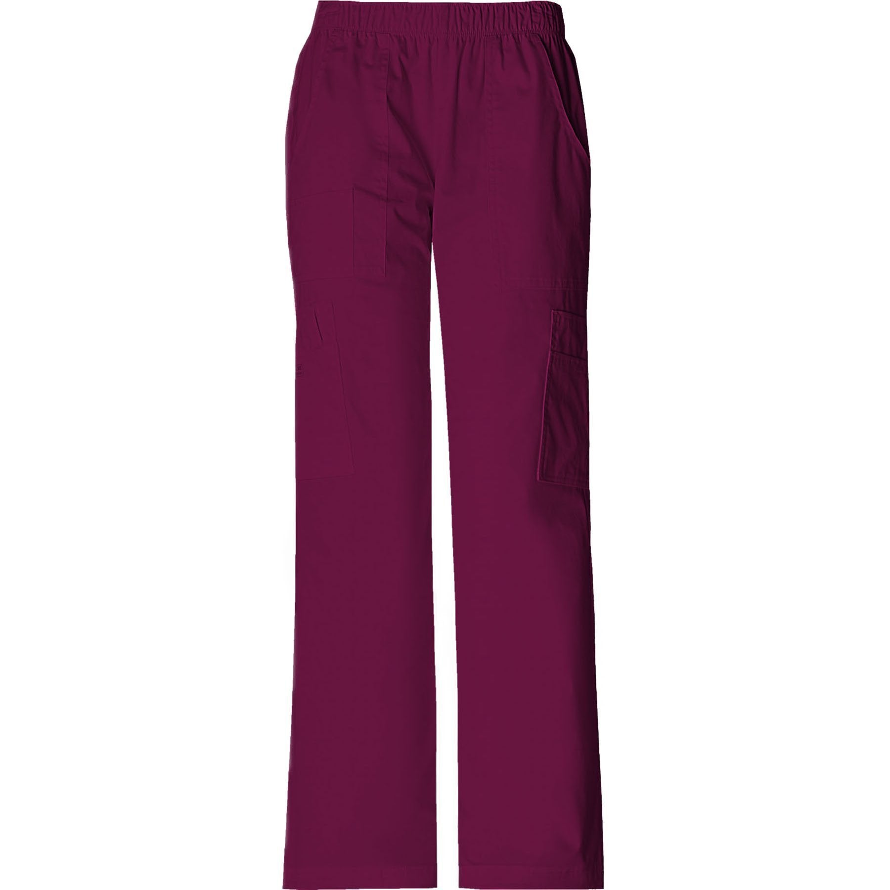 Cherokee Workwear Pant WW Core Stretch Mid Rise Pull-On Pant Cargo Pant Wine Pant