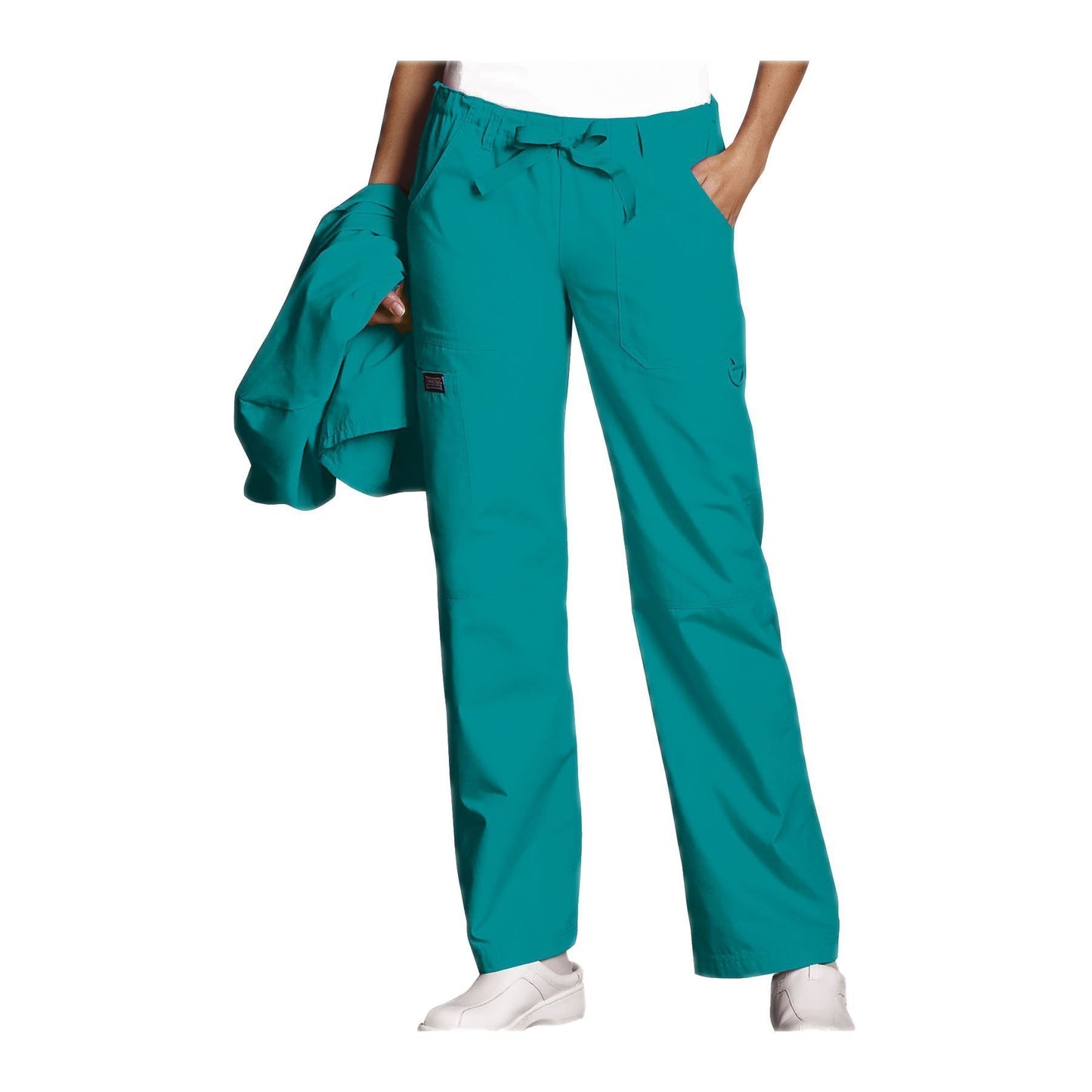 Cherokee Workwear Pant WW Low Rise Drawstring Cargo Pant Teal Pant
